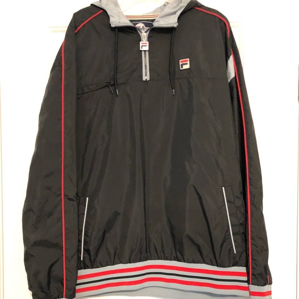 Fila Men’s Black and Red 1/2 zip windbreaker